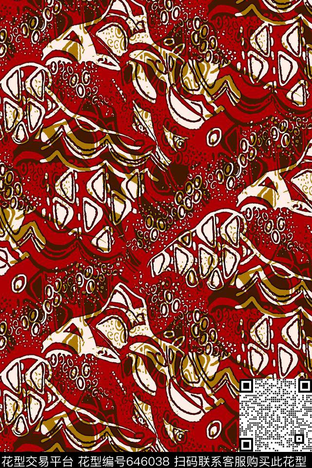 抽象手绘几何传统印花华亿平台下载（图片编号: 646038） - 瓦栏（Walan）