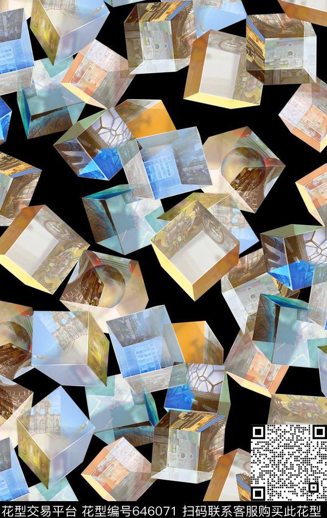 小方块方格菱形数码印花华亿平台下载（图片编号: 646071） - 瓦栏（Walan）