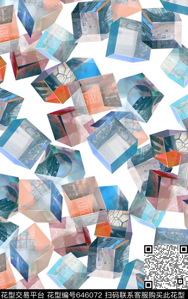 小方块方格菱形数码印花华亿平台下载（图片编号: 646072） - 瓦栏（Walan）