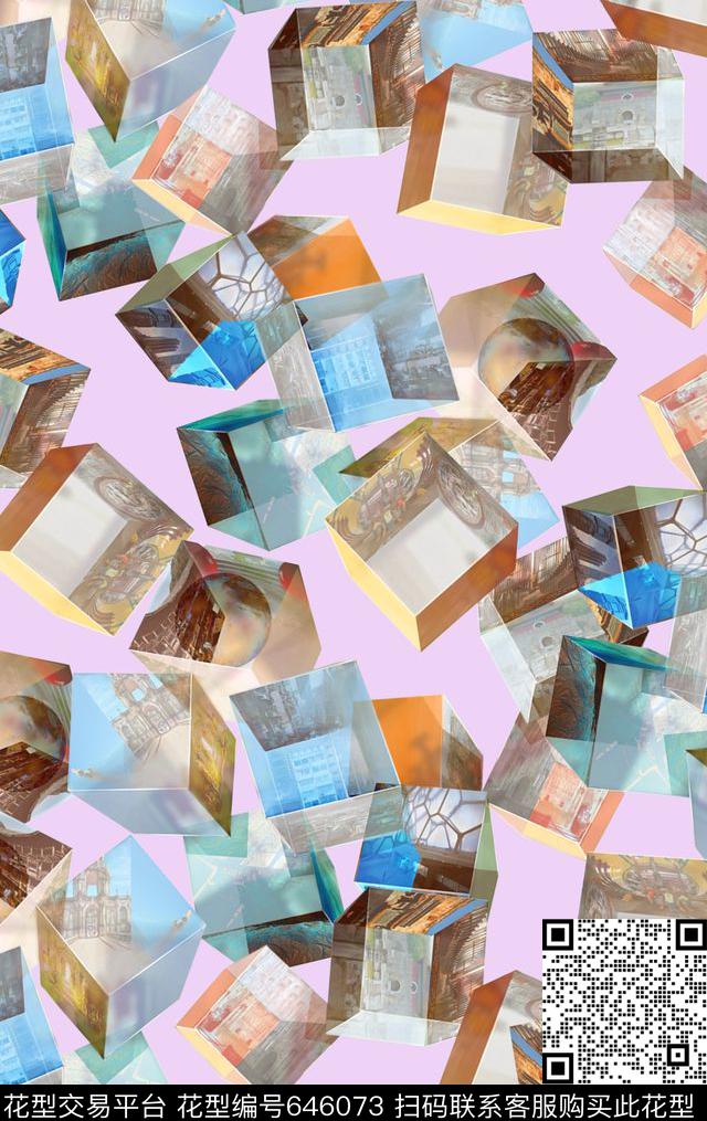 小方块方格菱形数码印花华亿平台下载（图片编号: 646073） - 瓦栏（Walan）