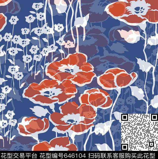 立体大花花卉传统印花华亿平台下载（图片编号: 646104） - 瓦栏（Walan）