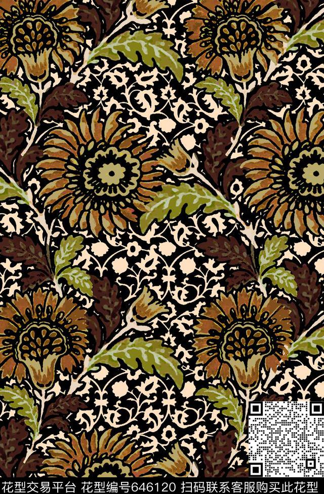 南美笔触民族风数码印花华亿平台下载（图片编号: 646120） - 瓦栏（Walan）