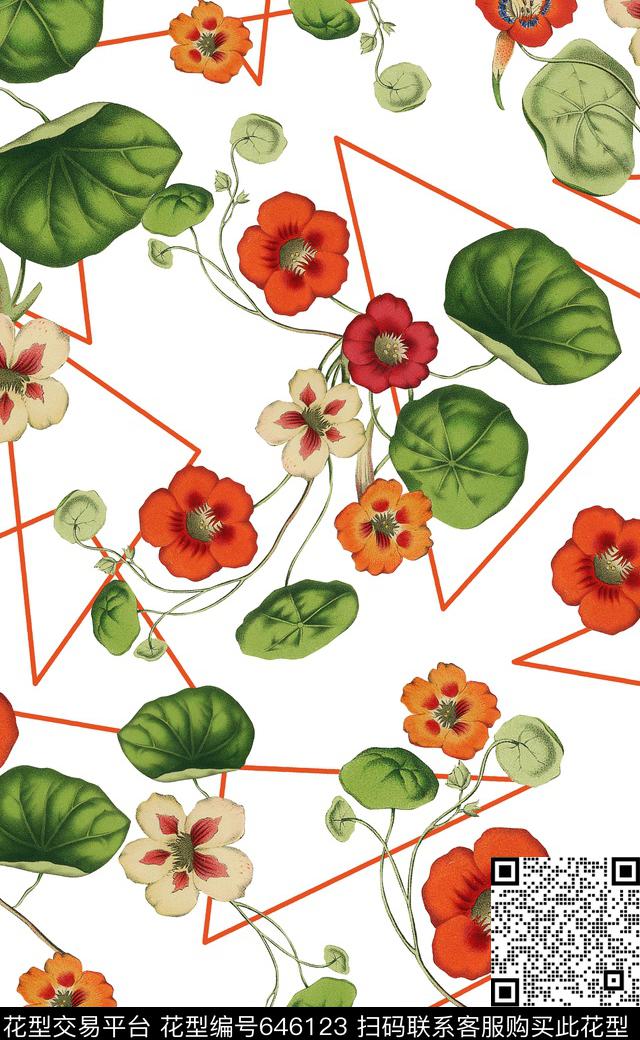 时尚配色复古花卉复古花卉欧美时尚数码印花华亿平台下载（图片编号: 646123） - 瓦栏（Walan）