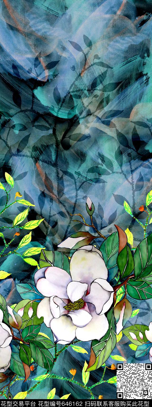 大花花朵花卉数码印花华亿平台下载（图片编号: 646162） - 瓦栏（Walan）