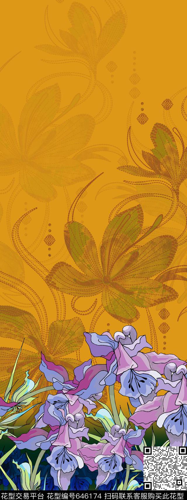 花朵花卉定位数码印花华亿平台下载（图片编号: 646174） - 瓦栏（Walan）