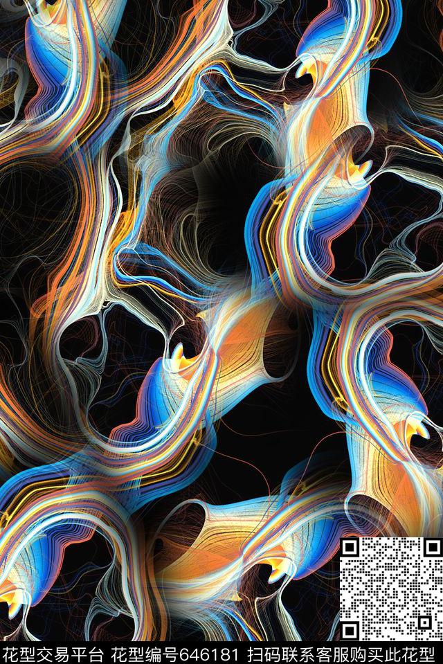 几何抽象纹理数码印花华亿平台下载（图片编号: 646181） - 瓦栏（Walan）