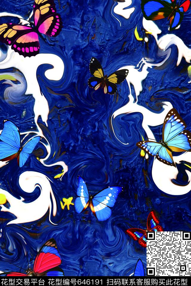 纹理笔触色块数码印花华亿平台下载（图片编号: 646191） - 瓦栏（Walan）