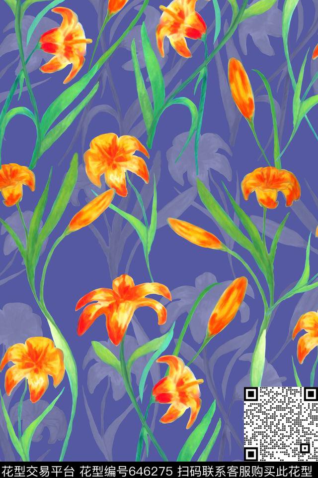 水彩花卉女装数码印花华亿平台下载（图片编号: 646275） - 瓦栏（Walan）