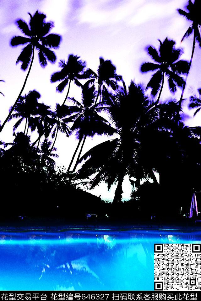 泳装热带风景数码印花华亿平台下载（图片编号: 646327） - 瓦栏（Walan）