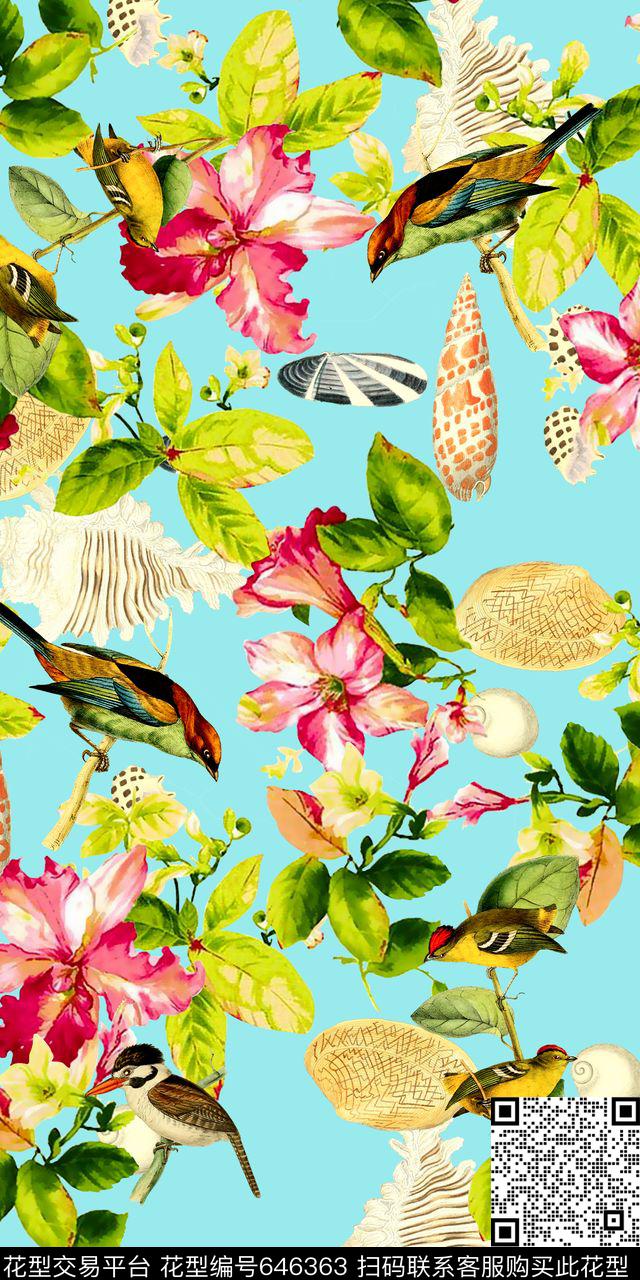 花卉火烈鸟泳衣数码印花华亿平台下载（图片编号: 646363） - 瓦栏（Walan）