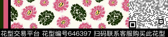 大花花朵传统印花华亿平台下载（图片编号: 646397） - 瓦栏（Walan）