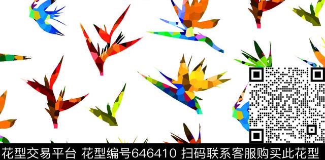 花卉花鸟集天堂鸟传统印花华亿平台下载（图片编号: 646410） - 瓦栏（Walan）