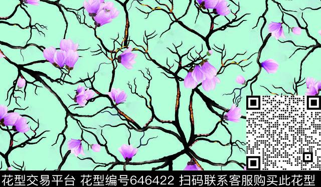 小碎花花鸟集花朵数码印花华亿平台下载（图片编号: 646422） - 瓦栏（Walan）
