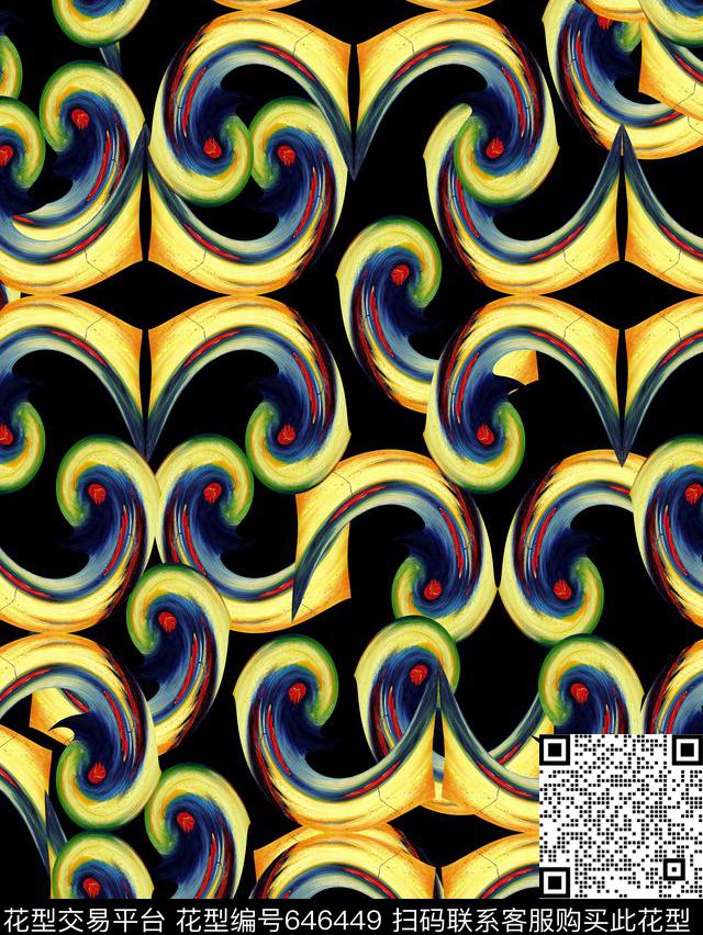 时尚抽象几何传统印花华亿平台下载（图片编号: 646449） - 瓦栏（Walan）
