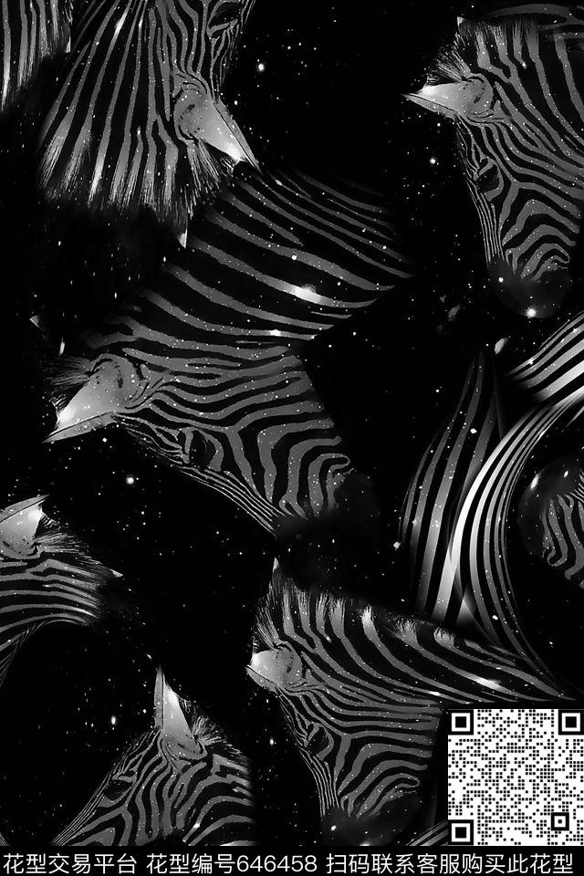 斑马星空动物纹数码印花华亿平台下载（图片编号: 646458） - 瓦栏（Walan）