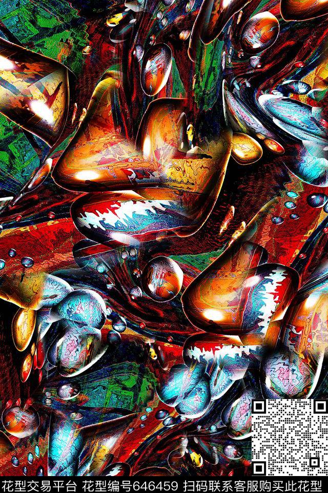 抽象男装数码印花华亿平台下载（图片编号: 646459） - 瓦栏（Walan）