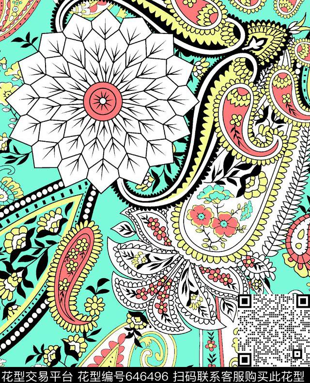 高档时尚流行传统印花华亿平台下载（图片编号: 646496） - 瓦栏（Walan）