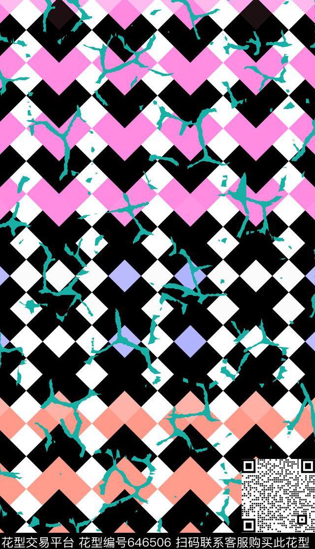 肌理菱形几何数码印花华亿平台下载（图片编号: 646506） - 瓦栏（Walan）
