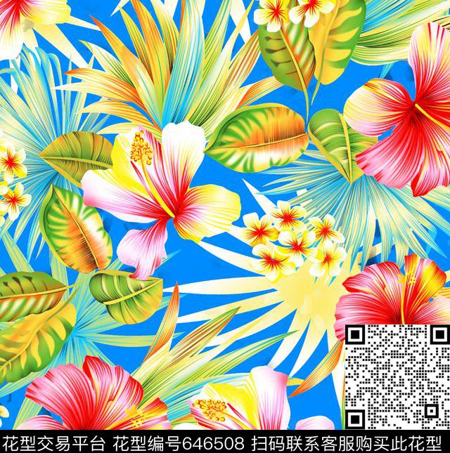 少女系列植物沙滩花传统印花华亿平台下载（图片编号: 646508） - 瓦栏（Walan）