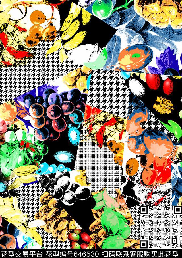 时尚流行花卉数码印花华亿平台下载（图片编号: 646530） - 瓦栏（Walan）