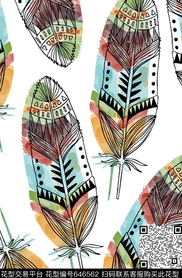 时尚大牌羽毛传统印花华亿平台下载（图片编号: 646562） - 瓦栏（Walan）