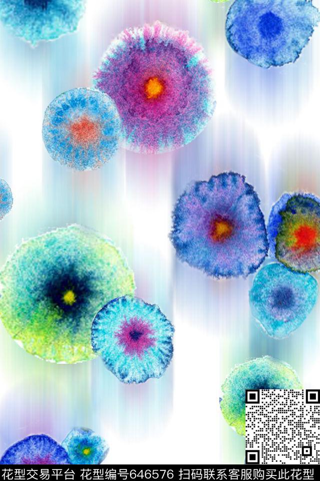 水彩肌理时尚水彩清新时尚原创绚丽水彩数码印花华亿平台下载（图片编号: 646576） - 瓦栏（Walan）