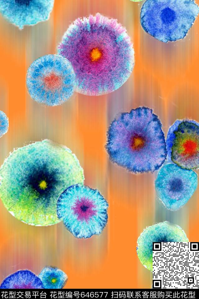 水彩肌理时尚水彩清新时尚原创绚丽水彩数码印花华亿平台下载（图片编号: 646577） - 瓦栏（Walan）