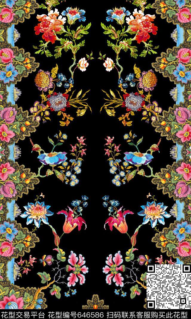 民族风中国风花卉数码印花华亿平台下载（图片编号: 646586） - 瓦栏（Walan）