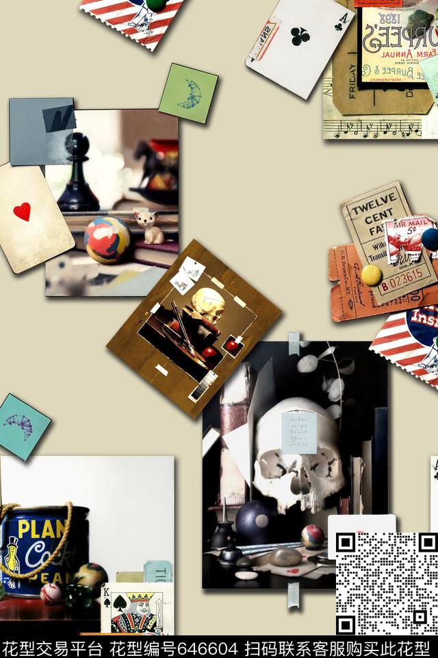 拼接扑克抽象数码印花华亿平台下载（图片编号: 646604） - 瓦栏（Walan）