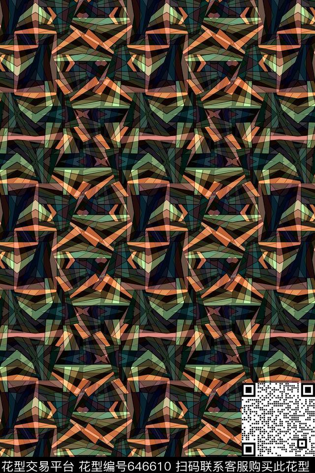 色块三角形不规则几何传统印花华亿平台下载（图片编号: 646610） - 瓦栏（Walan）