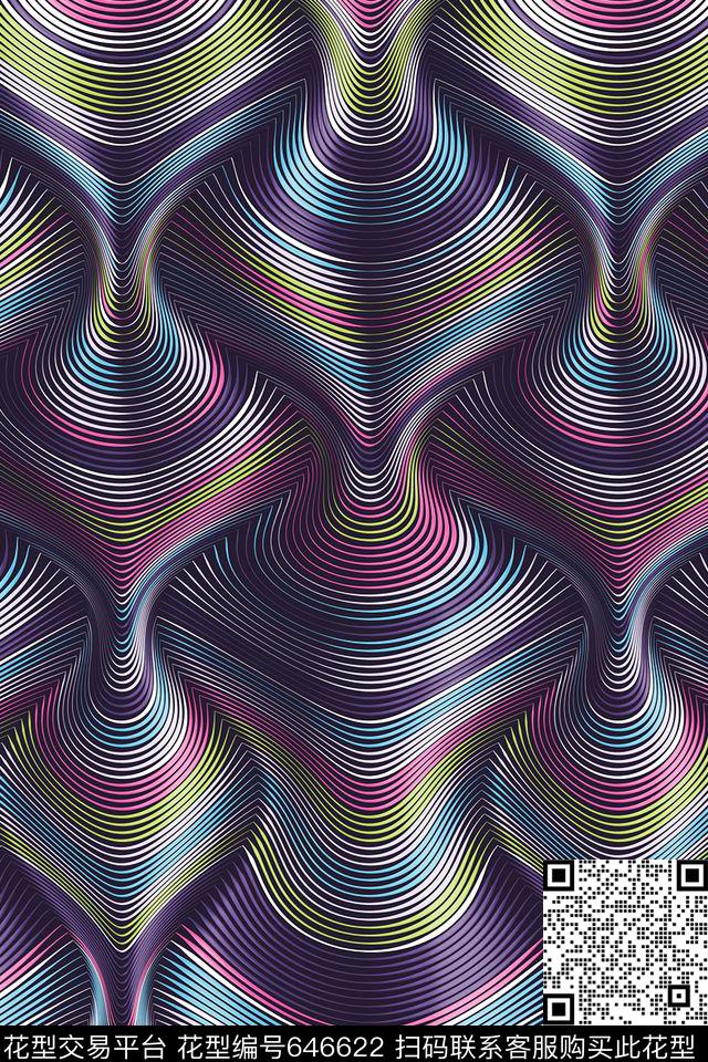 线条几何数码印花华亿平台下载（图片编号: 646622） - 瓦栏（Walan）