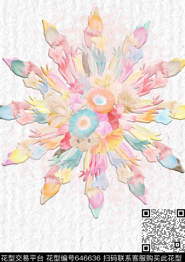 纹理卡通花数码印花华亿平台下载（图片编号: 646636） - 瓦栏（Walan）