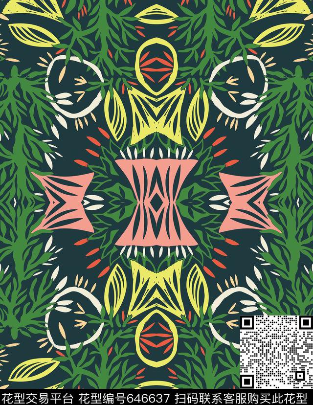 线条抽象绿色传统印花华亿平台下载（图片编号: 646637） - 瓦栏（Walan）