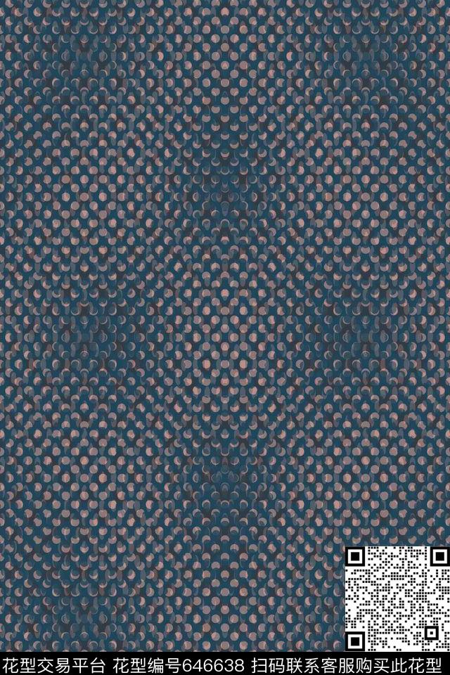 蓝色圆形圆点传统印花华亿平台下载（图片编号: 646638） - 瓦栏（Walan）