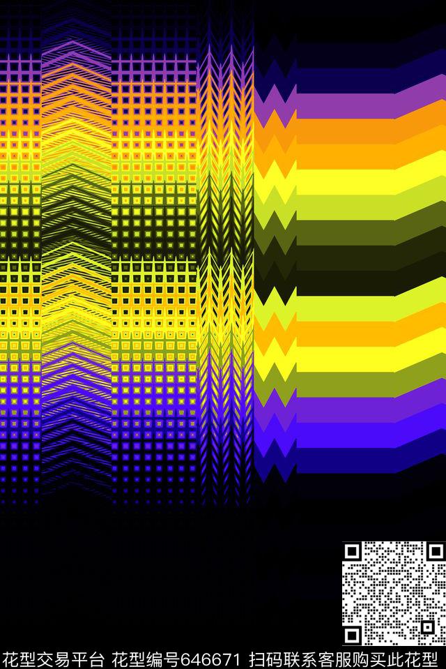 女装不规则几何几何数码印花华亿平台下载（图片编号: 646671） - 瓦栏（Walan）