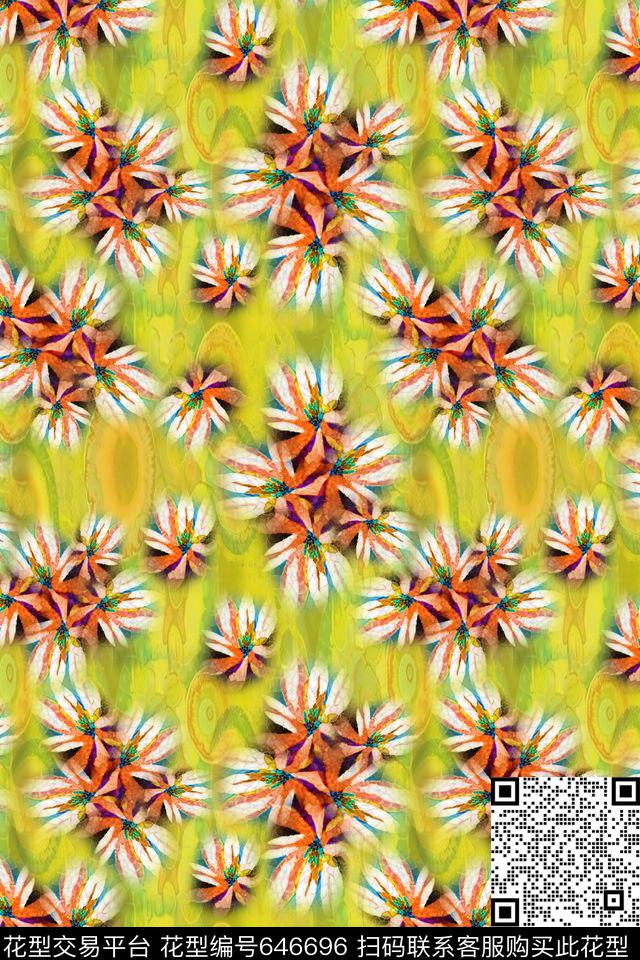 抽象花卉抽象风格热带海滨度假数码印花华亿平台下载（图片编号: 646696） - 瓦栏（Walan）