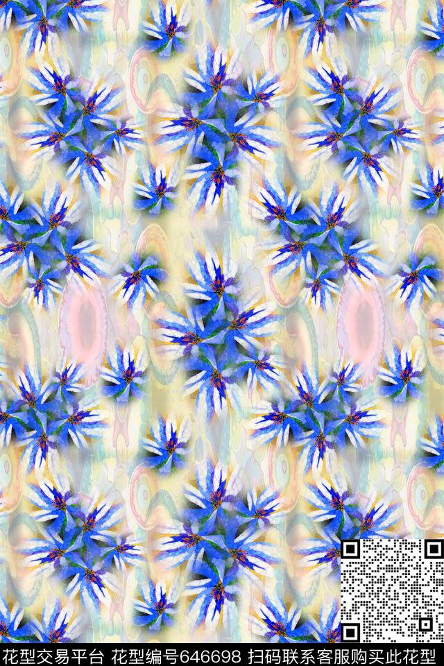 抽象花卉抽象风格热带海滨度假数码印花华亿平台下载（图片编号: 646698） - 瓦栏（Walan）