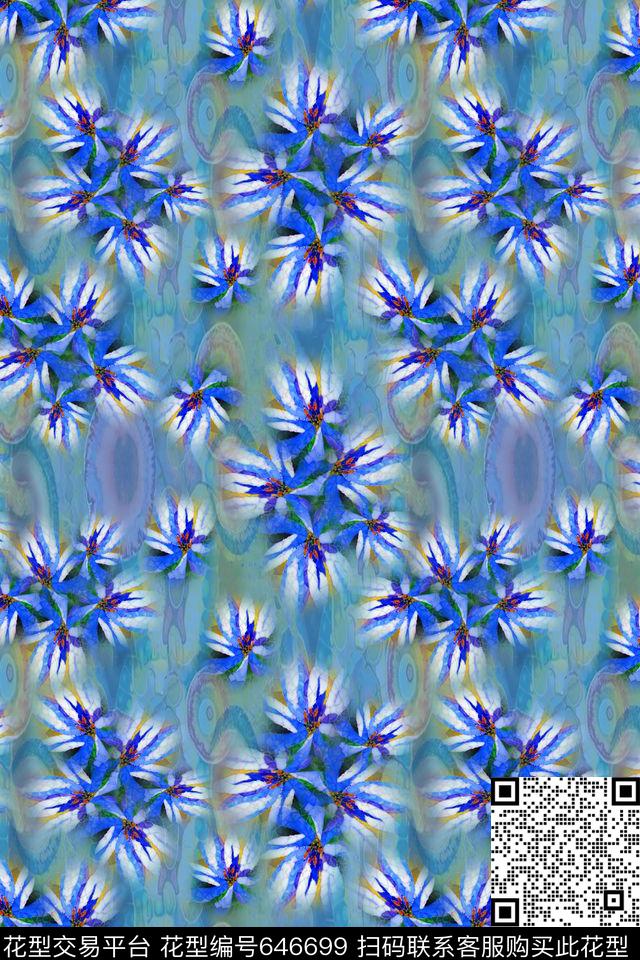 抽象花卉抽象风格热带海滨度假数码印花华亿平台下载（图片编号: 646699） - 瓦栏（Walan）