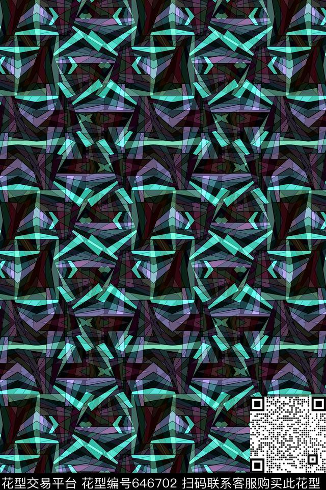 色块三角形不规则几何传统印花华亿平台下载（图片编号: 646702） - 瓦栏（Walan）