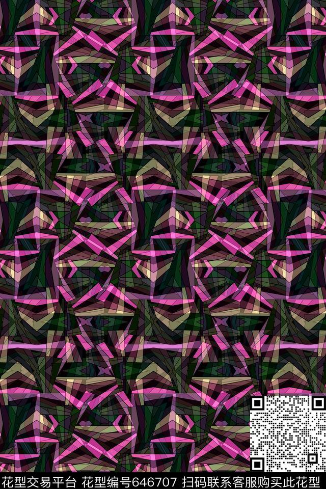 色块三角形不规则几何传统印花华亿平台下载（图片编号: 646707） - 瓦栏（Walan）