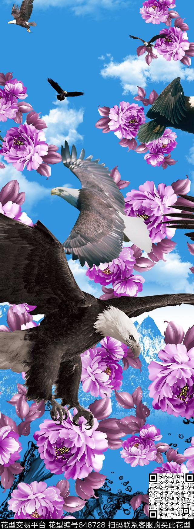 大花花朵花卉数码印花华亿平台下载（图片编号: 646728） - 瓦栏（Walan）