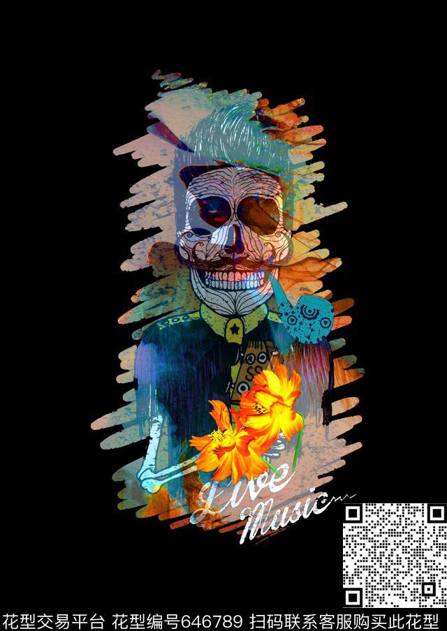 男装抽象花数码印花华亿平台下载（图片编号: 646789） - 瓦栏（Walan）