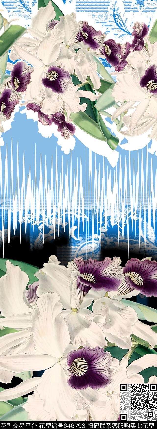 大花花朵花卉数码印花华亿平台下载（图片编号: 646793） - 瓦栏（Walan）