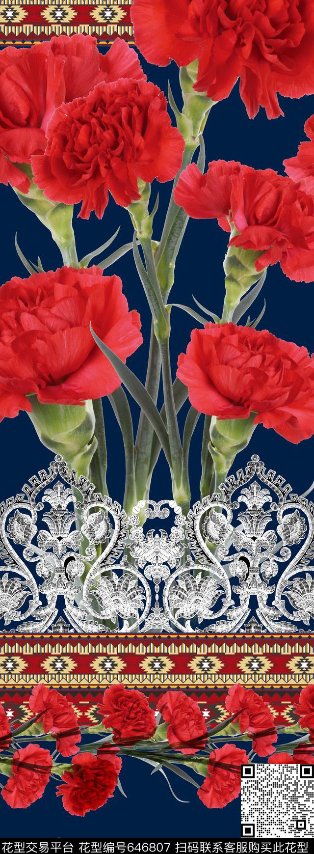 大花花朵花卉数码印花华亿平台下载（图片编号: 646807） - 瓦栏（Walan）