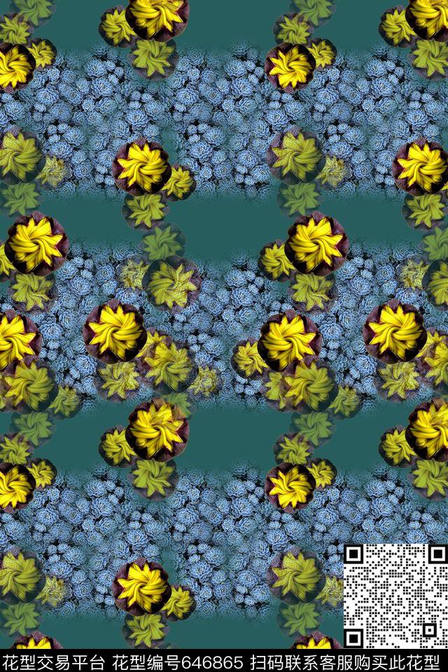 多肉植物热带植物多色数码印花华亿平台下载（图片编号: 646865） - 瓦栏（Walan）