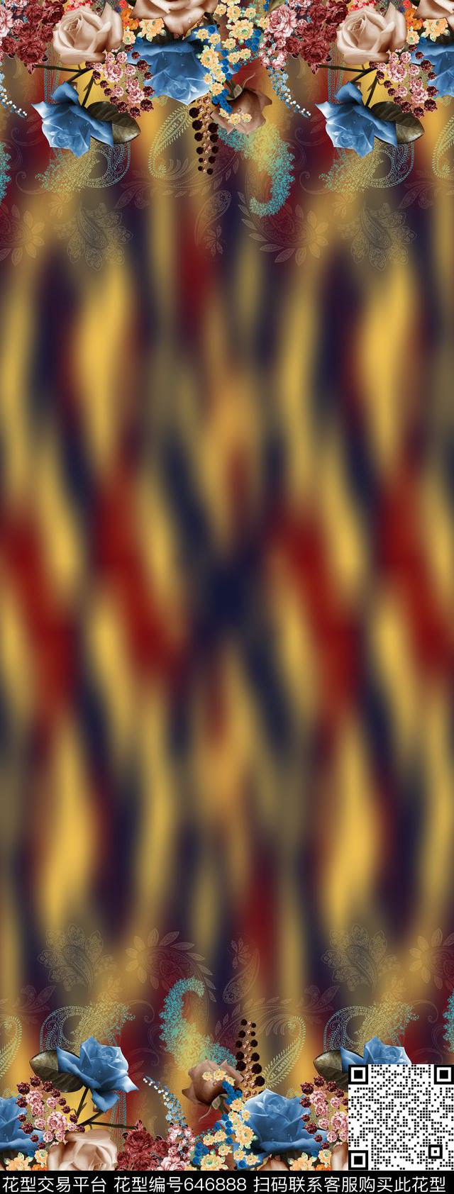 玫瑰花朵花卉数码印花华亿平台下载（图片编号: 646888） - 瓦栏（Walan）