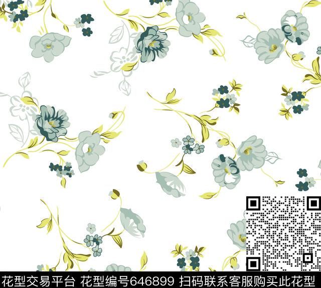 花朵小碎花花卉传统印花华亿平台下载（图片编号: 646899） - 瓦栏（Walan）