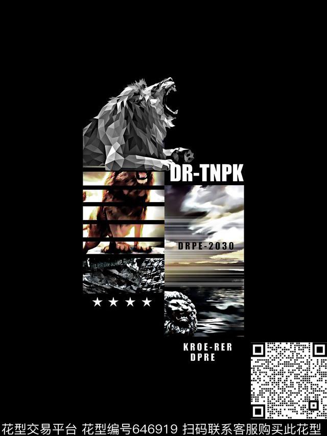 狮子风景男装T恤数码印花华亿平台下载（图片编号: 646919） - 瓦栏（Walan）