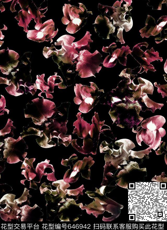 Fei-女装兰花Fei-水彩油画数码印花华亿平台下载（图片编号: 646942） - 瓦栏（Walan）