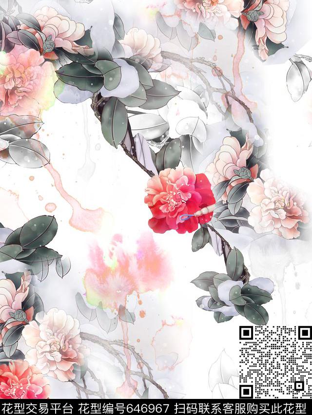 服装花朵花卉数码印花华亿平台下载（图片编号: 646967） - 瓦栏（Walan）